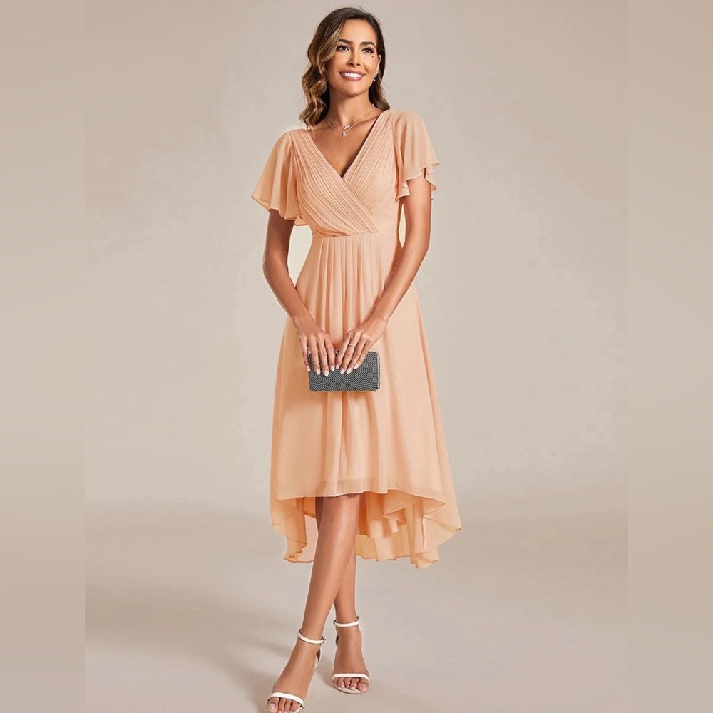 Elegant Peach Midi Dress - Ever FAYE